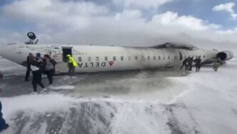 JUST IN: Delta Airlines plane with 80 on board crash-lands in Canada