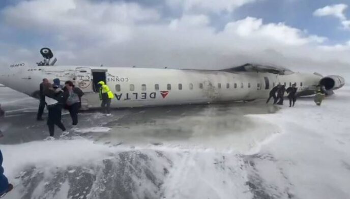 JUST IN Delta Airlines plane with 80 onboard crashlands in Canada