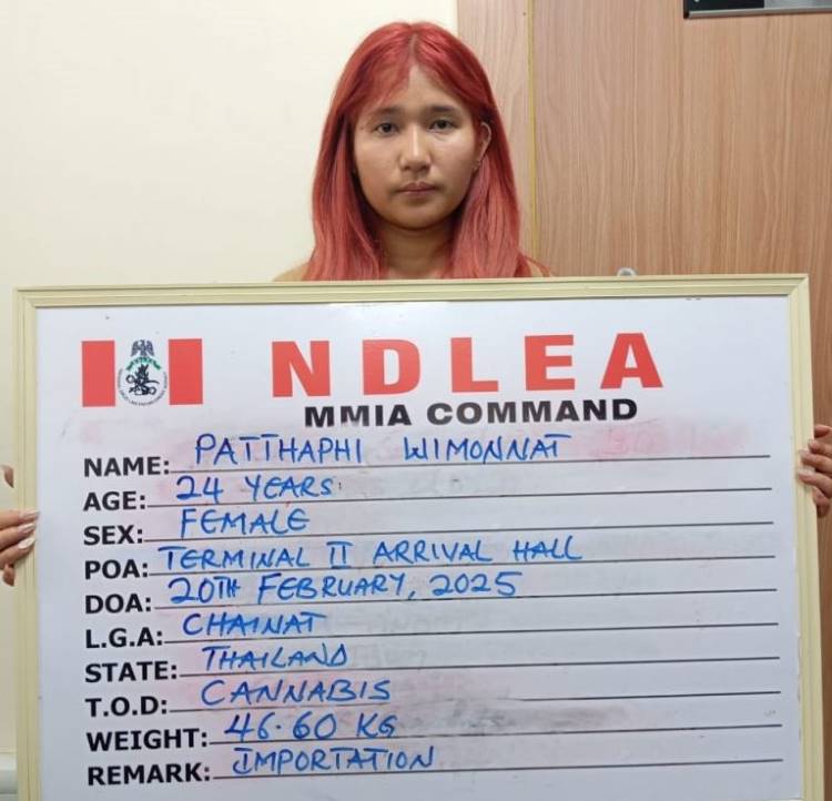 NDLEA nabs 24-yr-old Thai lady with 46kg of cannabis at Lagos airport