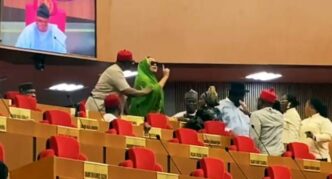 VIDEO: Drama as Akpabio orders Senator Natasha out of senate chamber