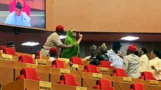 VIDEO: Drama as Akpabio orders Senator Natasha out of senate chamber