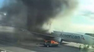 JUST IN: American Airlines plane with 178 onboard catches fire at US airport