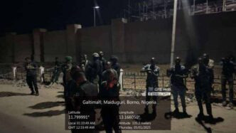 Police react as explosion hits military barracks in Borno