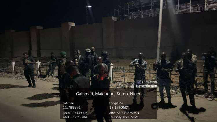 Police react as explosion hits military barracks in Borno