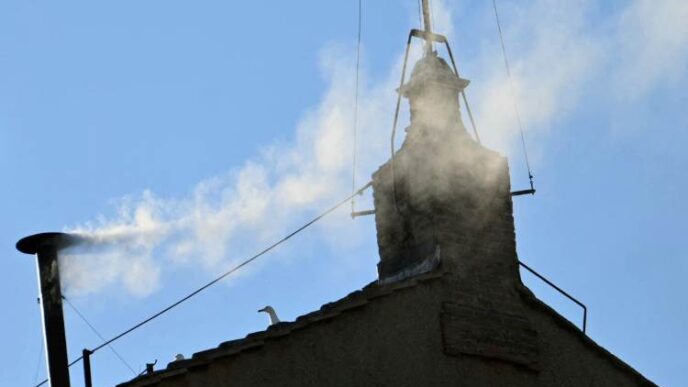 JUST IN: White smoke rises as cardinals elect new pope