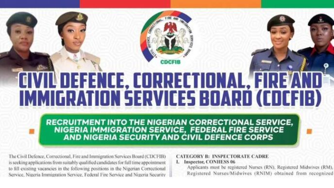 Simple steps to apply for 2025 Immigration, NSCDC, Correctional, Fire service jobs