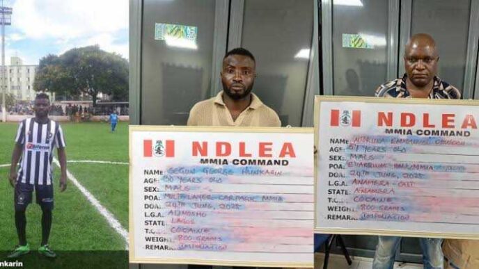 Segun Hunkarin, ex-Nigerian footballer, four others nabbed for cocaine deal