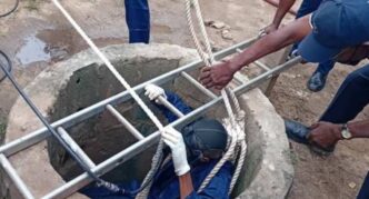 Lagos firefighters save man trapped in 80-feet deep well