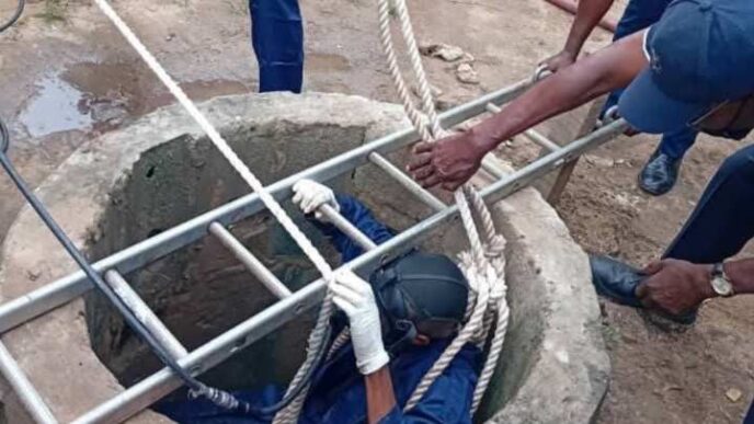 Lagos firefighters save man trapped in 80-feet deep well