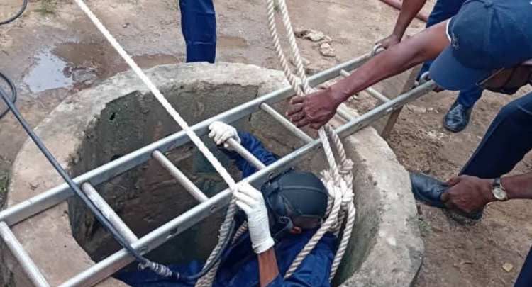 Lagos firefighters save man trapped in 80-feet deep well