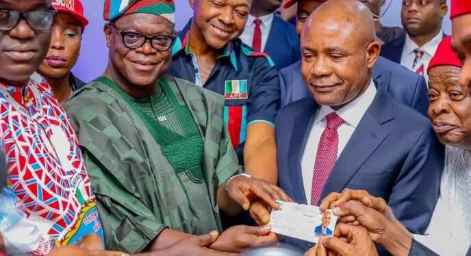 APC presents membership card to Enugu governor, Peter Mbah