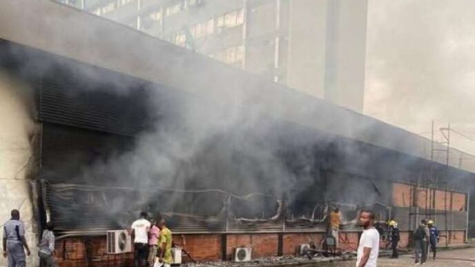 Pandemonium as fire guts Rivers secretariat complex