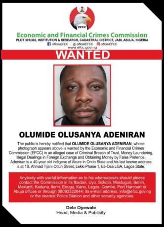 EFCC declares EazzyTranzact boss, Olumide Olusanya Adeniran wanted
