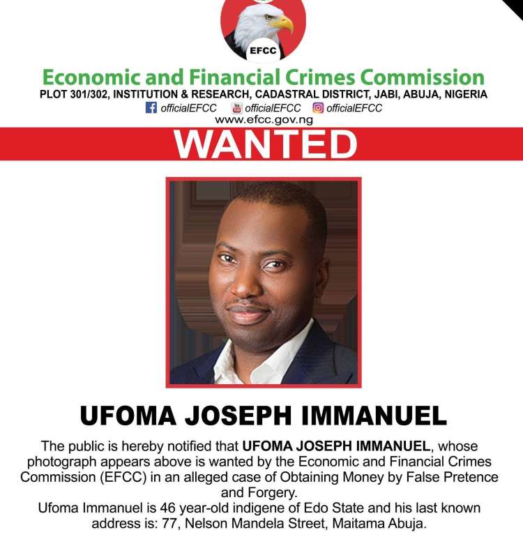 EFCC declares Chappal Energies boss, Ufoma Joseph Immanuel wanted