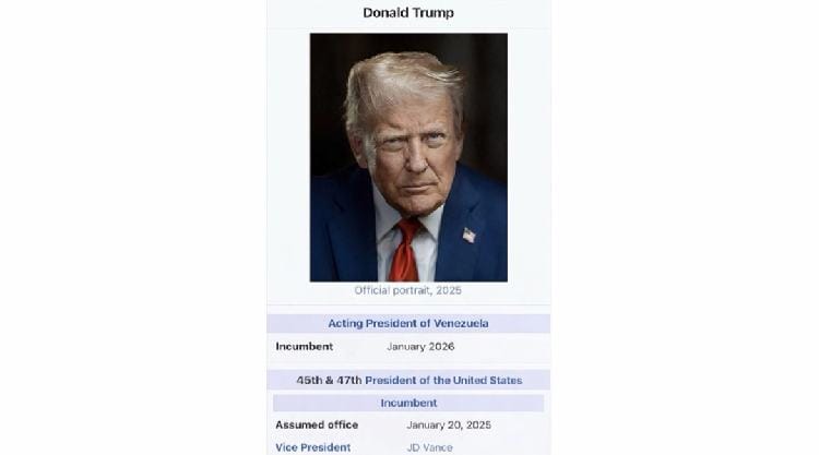 Trump posts self as 'acting president of Venezuela,' week after Maduro’s capture