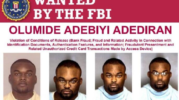 Olumide Adebiyi Adediran: Nigerian national wanted in US over bank fraud