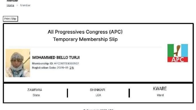 Bandit leader, Bello Turji’s viral APC membership card fake - Party