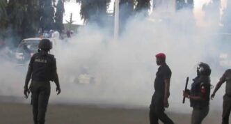 JUST IN: Police fire teargas at protesters over demolitions at Lagos assembly