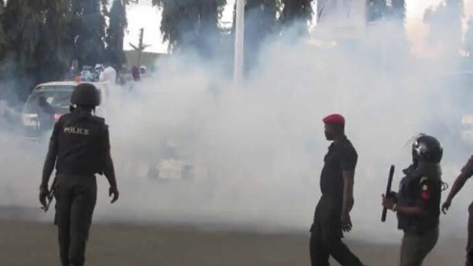 JUST IN: Police fire teargas at protesters over demolitions at Lagos assembly