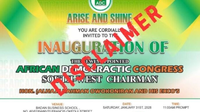 ADC distances self from reports of south-west chair inauguration