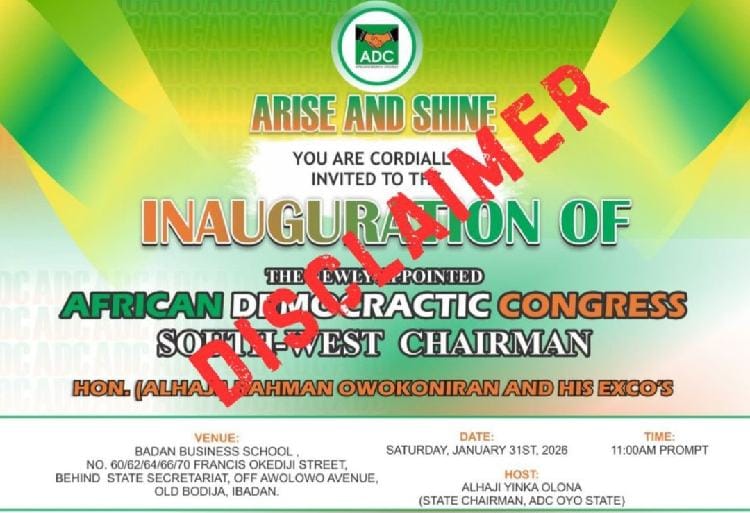 ADC distances self from reports of south-west chair inauguration