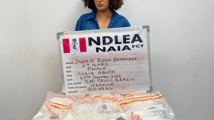 NDLEA arrests Brazilian woman with N3bn heroin hidden in coffee packs