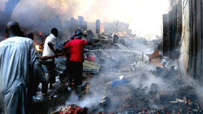 Fire razes building, destroys property in Gombe