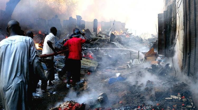 Fire razes building, destroys property in Gombe