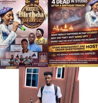 Outrage as gospel singer, three others die inside music studio in Lagos