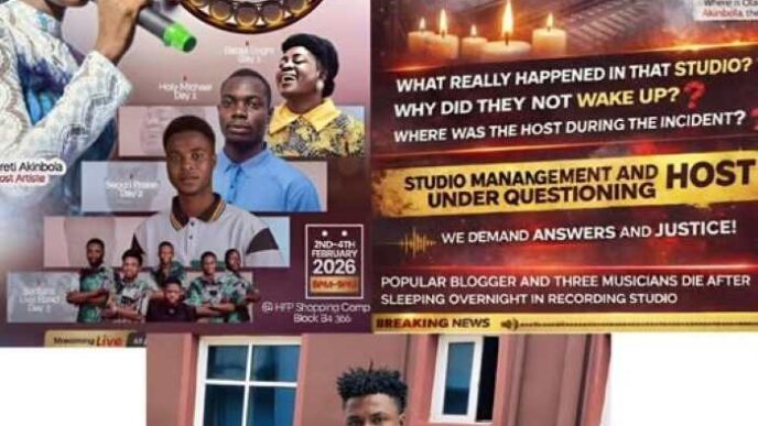 Outrage as gospel singer, three others die inside music studio in Lagos