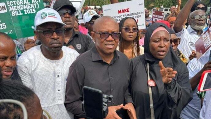 Protesters besiege NASS over senate's rejection of real-time transmission of election results