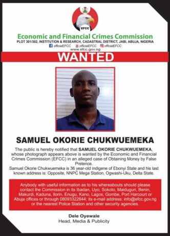 Bizman, Samuel Okorie Chukwuemeka declared wanted by EFCC over fraud