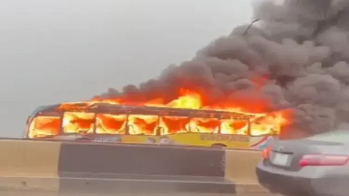 Several injured as BRT bus guts fire in Lagos