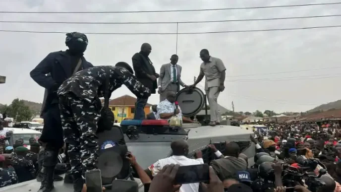 Jos attack: Gov Mutfwang addresses residents from armoured vehicle