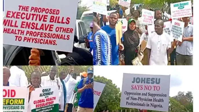 Health workers protest in Abuja, reject controversial regulatory bill