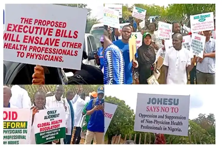 Health workers protest in Abuja, reject controversial regulatory bill