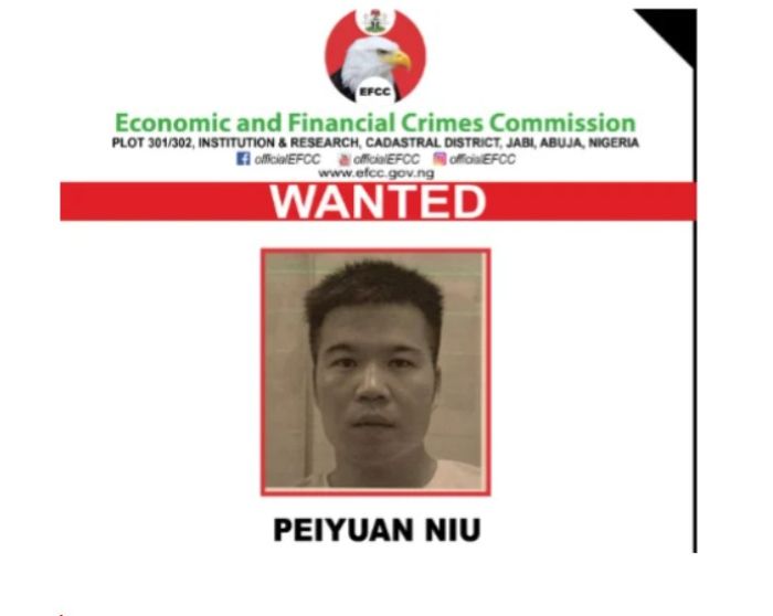 EFCC declares Chinese national, Peiyuan Niu, wanted over fraud