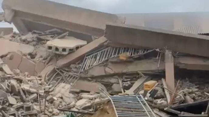 JUST IN: Students, teachers escape death as four-storey school building collapses in Lagos