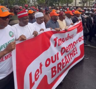 Atiku, Obi, Kwankwaso, other ADC leaders protest in Abuja over INEC decisions