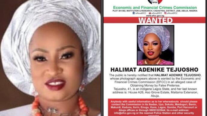 Fraud: Controversial woman, Halimat Adenike Tejuosho, declared wanted by EFCC
