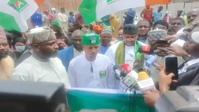 Nafiu Bala-led ADC faction protests at INEC Hqs, demands recognition as party chairman