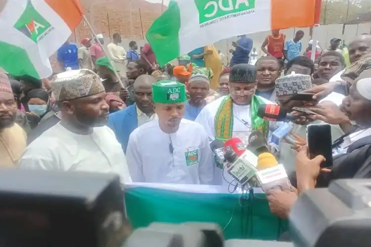 Nafiu Bala-led ADC faction protests at INEC Hqs, demands recognition as party chairman