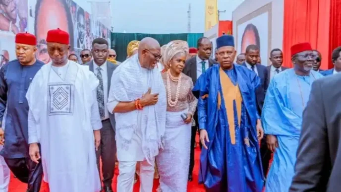 Shettima in attendance as UBA chairman, Tony Elumelu buries father-in-law in Delta