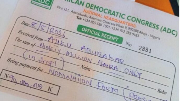 ADC: Atiku has purchased our presidential nomination form