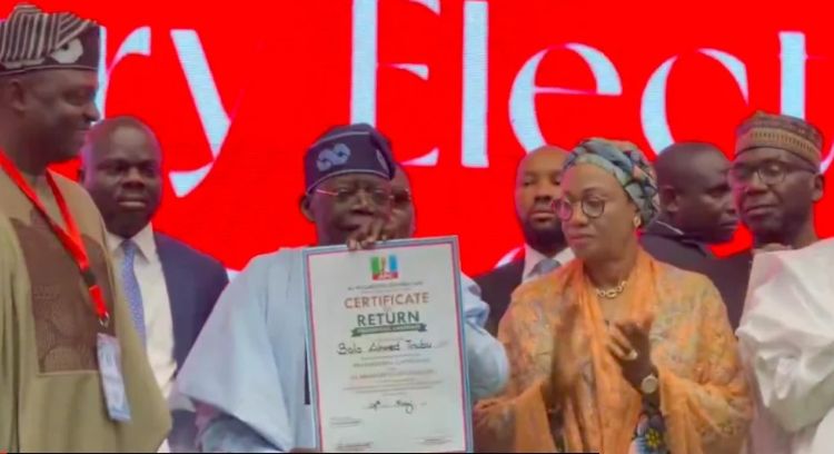 JUST IN: Tinubu receives certificate of return as APC 2027 presidential candidate