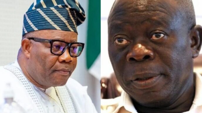 JUST IN: Drama as Akpabio, Oshiomhole clash over senate rules