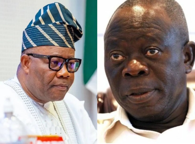 JUST IN: Drama as Akpabio, Oshiomhole clash over senate rules
