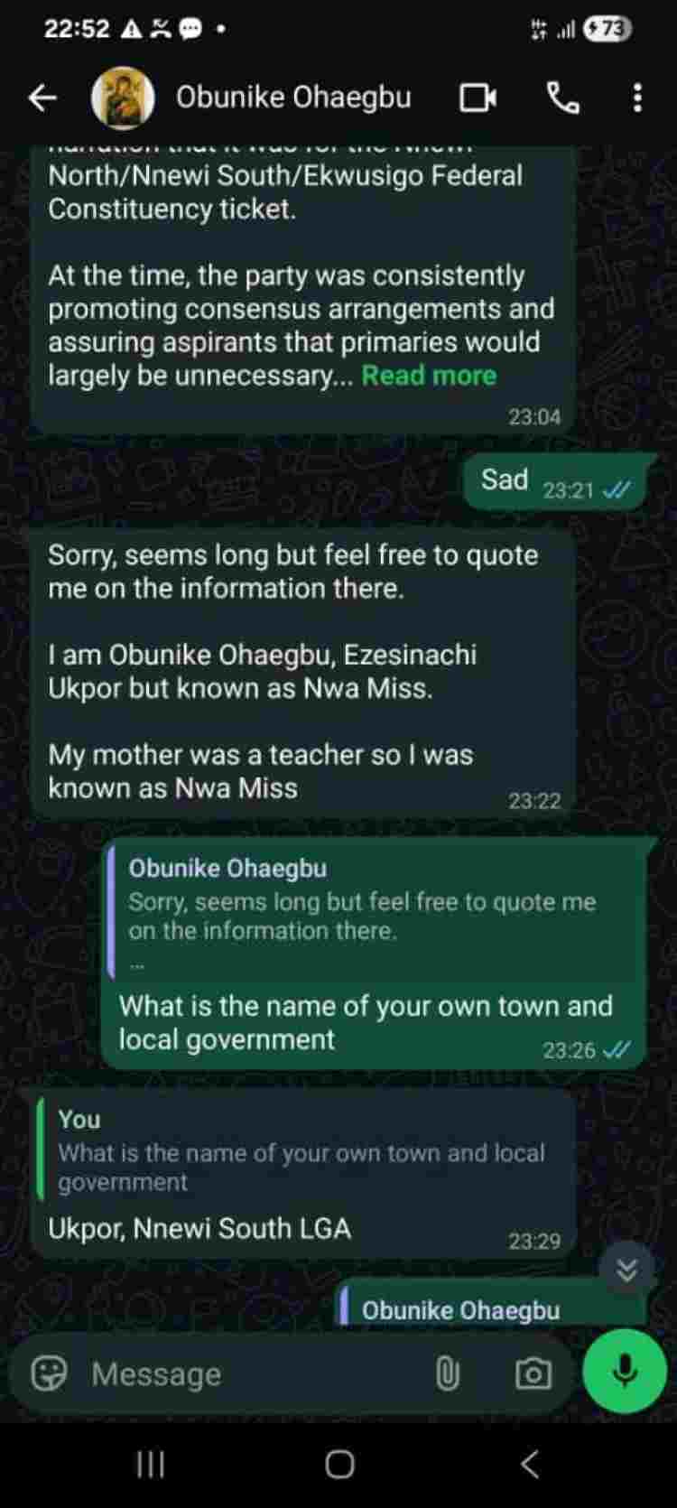 Okonkwo publishes whatsApp chats, maintains allegations against Obi